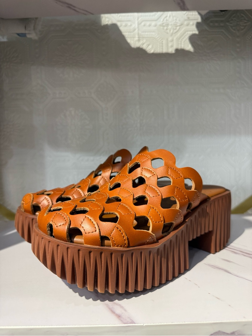 4ccccees -Plia Wave Women’s Tan Platform Clogs